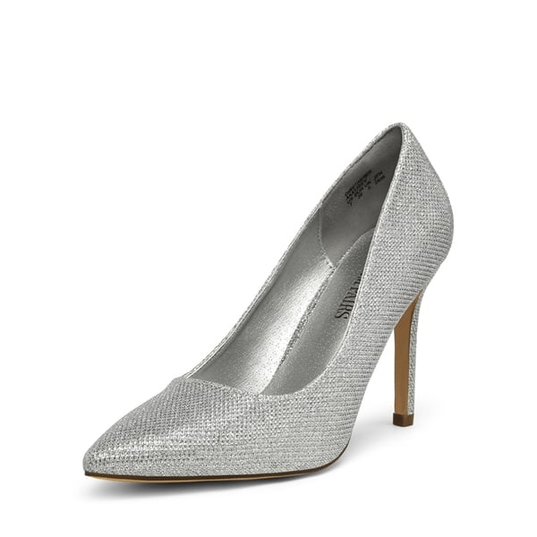 Stiletto Pointed Toe Pumps - SILVER GLITTER -  0